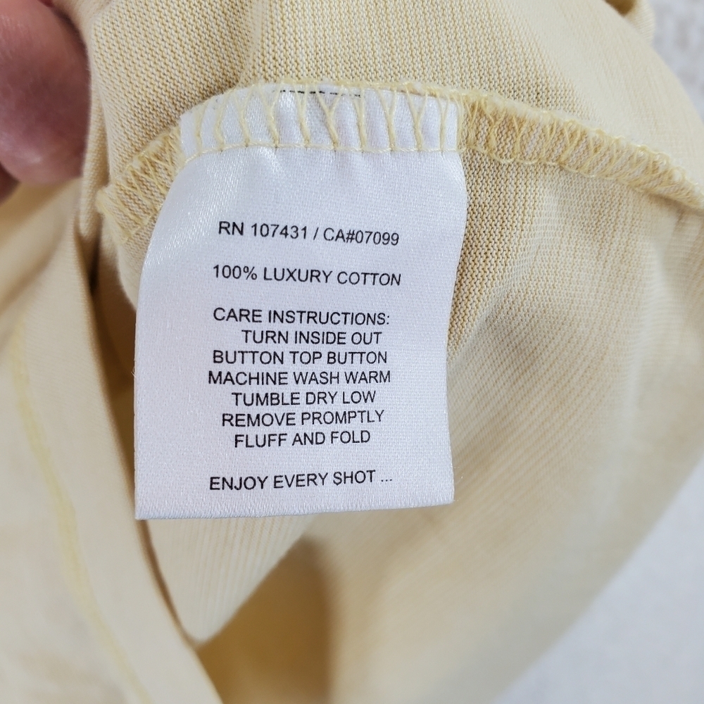 Linksoul Polo Shirt Mens S Yellow Short Sleeves Tempus Fugit Luxury Cotton - Picture 8 of 11